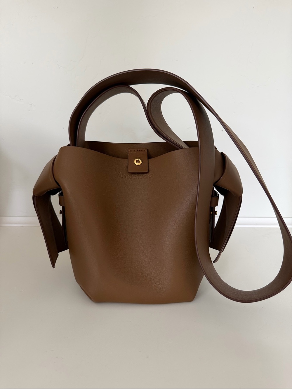 Acne Brown Leather Shoulder Bucket Bag